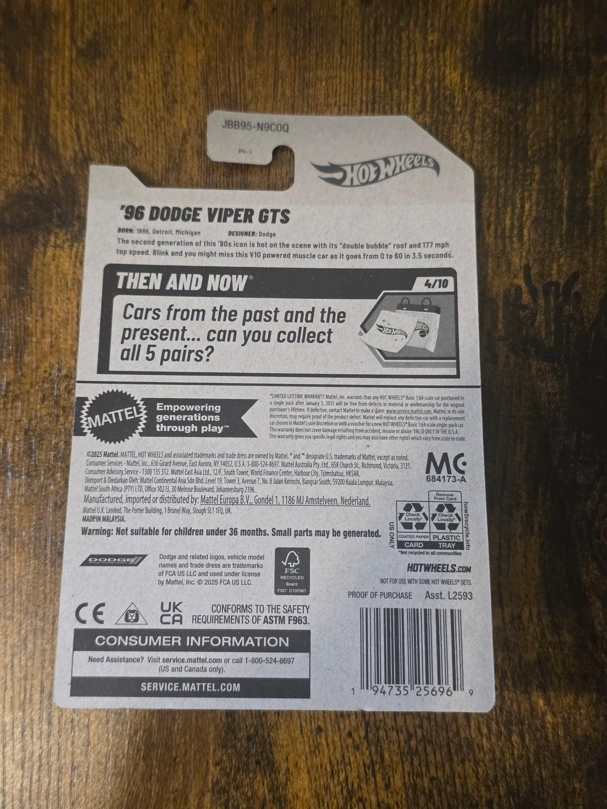 HOT WHEELS '96 DODGE VIPER GTS