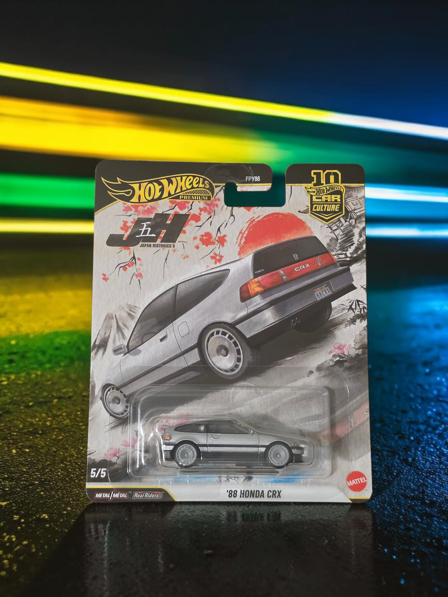 Winters & Johnson Diecast Hot Wheels 88 Honda CRX Japan Historics 5 premium diecast car in 1:64 scale on blister card