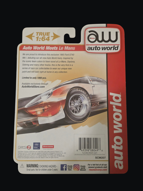 Winters & Johnson Diecast 1:64 scale 1965 Ford GT40 Mk1 limited edition die-cast model car packaging back view