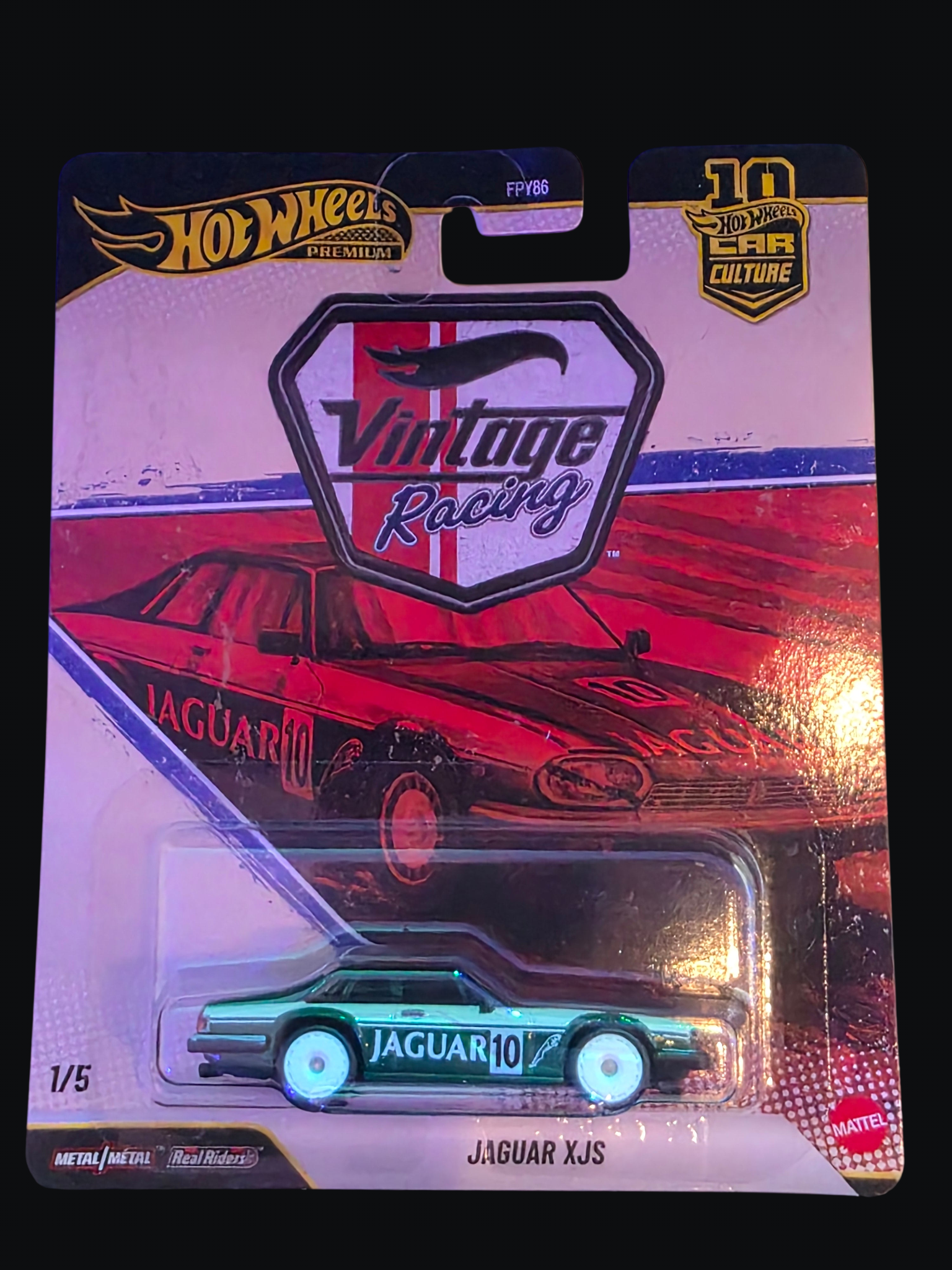 Winters & Johnson Diecast Hot Wheels Jaguar XJS 1:64 scale diecast car from the Vintage Racing series in green.