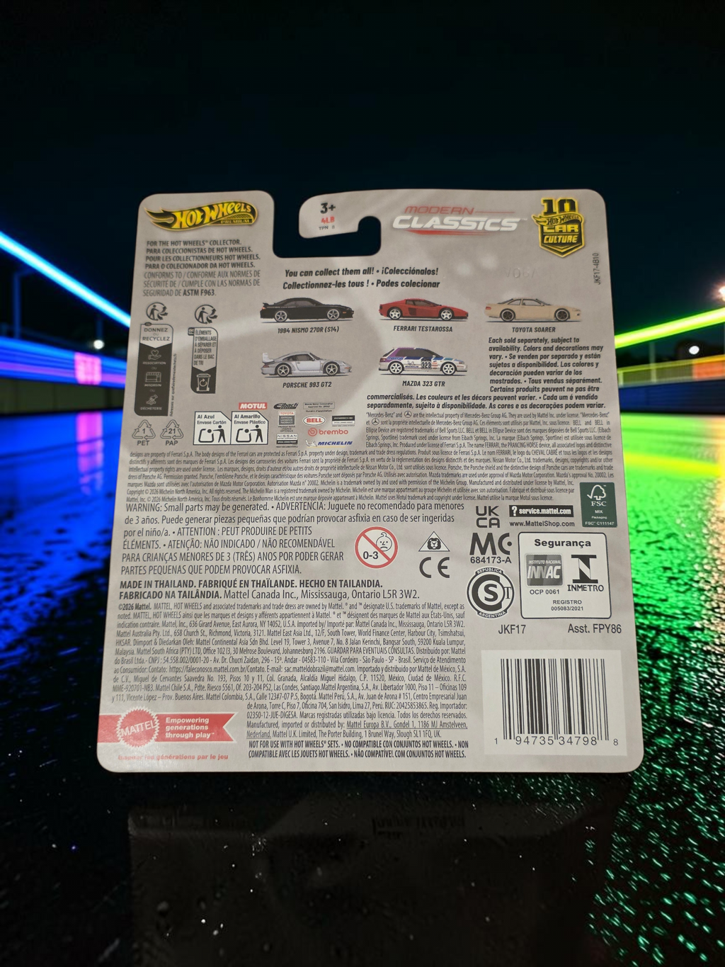 Winters & Johnson Diecast Hot Wheels Mazda 323 GTR Modern Classics packaging back with collection details