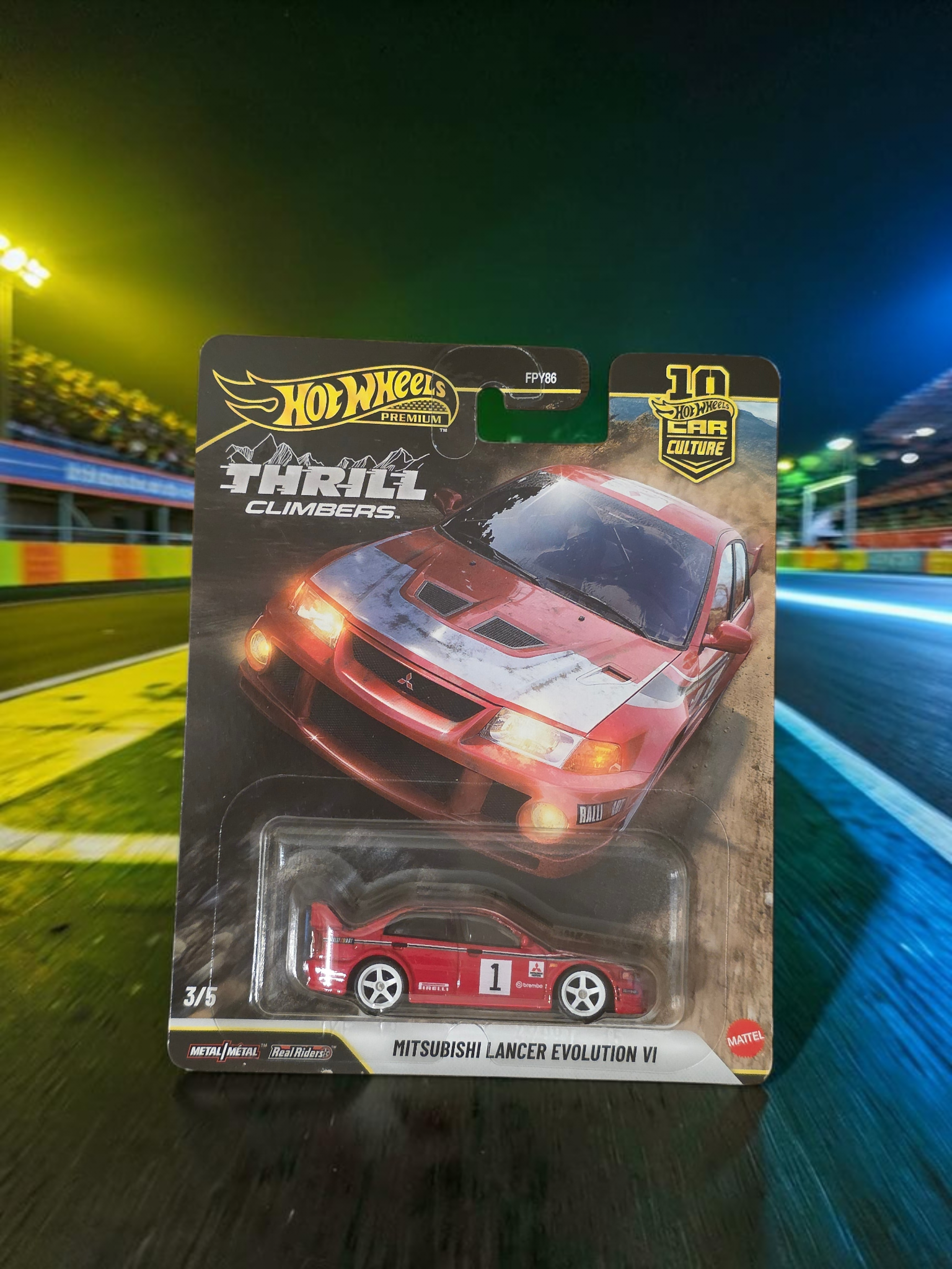 Winters & Johnson Diecast Hot Wheels Mitsubishi Lancer Evolution VI Thrill Climbers premium 1:64 scale rally car