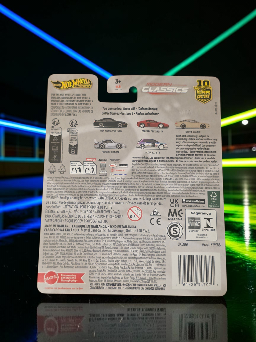 Winters & Johnson Diecast Hot Wheels Premium 1994 Nismo 270R S14 Modern Classics packaging back view