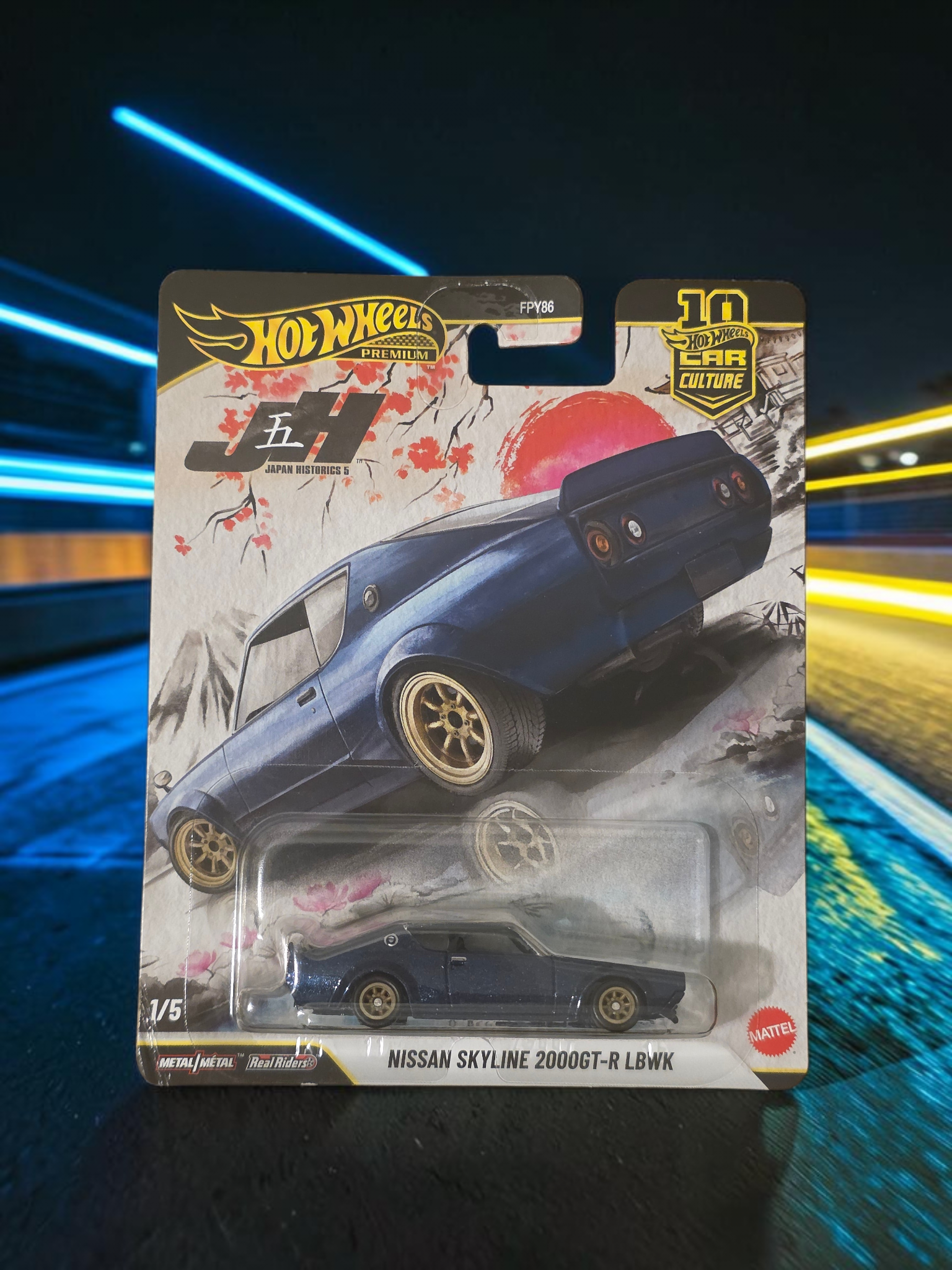 Winters & Johnson Diecast Hot Wheels Premium Nissan Skyline 2000GT-R LBWK 1:64 scale diecast car in original packaging