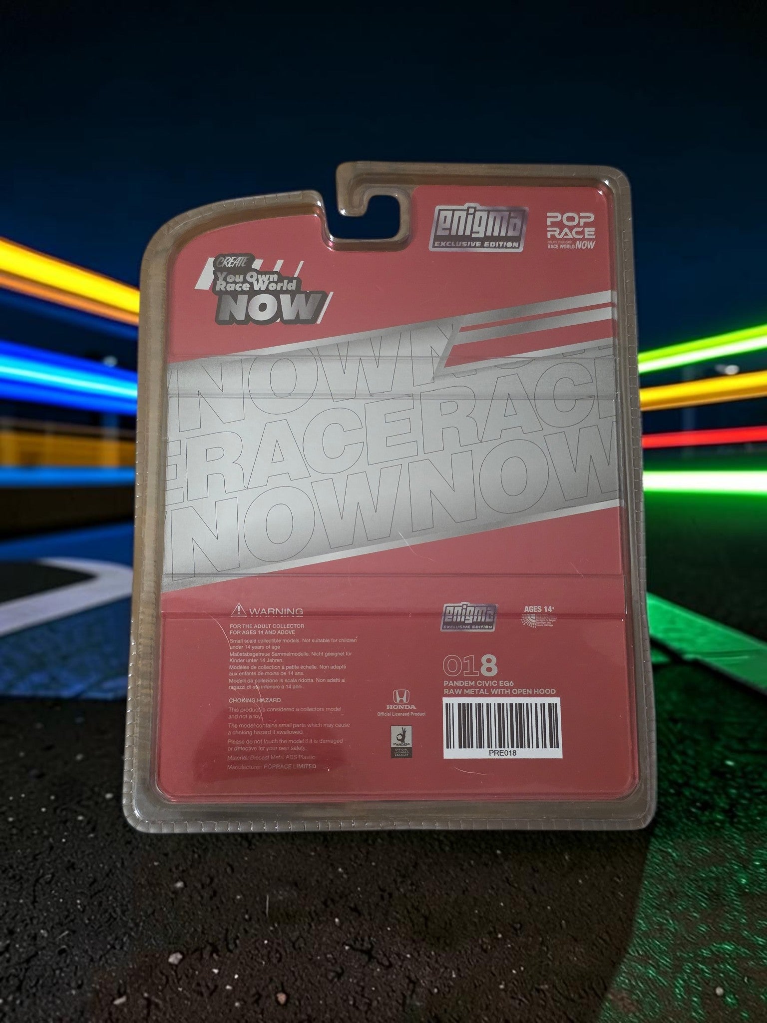 Winters & Johnson Diecast POP RACE Pandem Civic EG6 Enigma Exclusive Edition 1:64 scale model in blister packaging