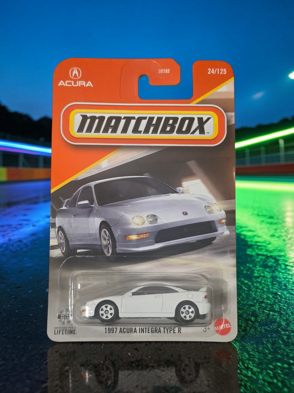 Winters & Johnson Diecast 1:64 scale white 1997 Acura Integra Type R Matchbox car in original blister packaging